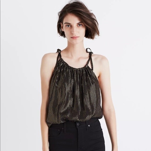 Madewell Metallic Striped Cami Top New - Picture 1 of 11